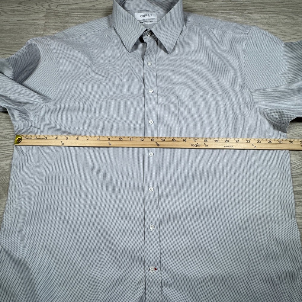 Cremieux Men's Dress Shirt 100% Pima Cotton‎ Non-Iron Grey Micro-Pattern 18 35 - Picture 3 of 6